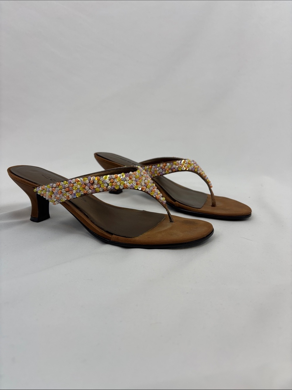Kitten heel Beaded sandals